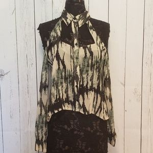 Millau Tie Dye Cut Out Button Down Top Medium